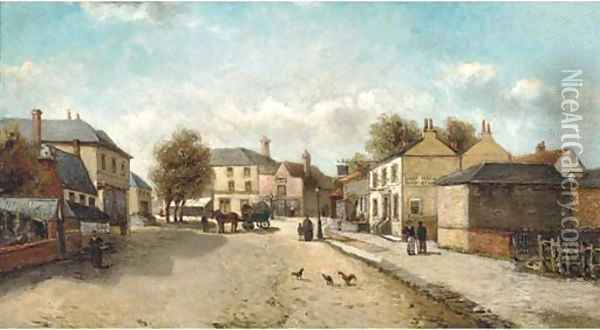 A quiet afternoon in an English village Oil Painting - English School