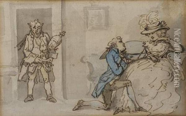 The Earnest Suitor Oil Painting - Thomas Rowlandson