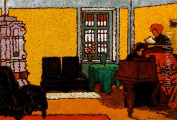 Sarga Zongoraszoba Ii., 1909 Oil Painting - Jozsef Rippl-Ronai