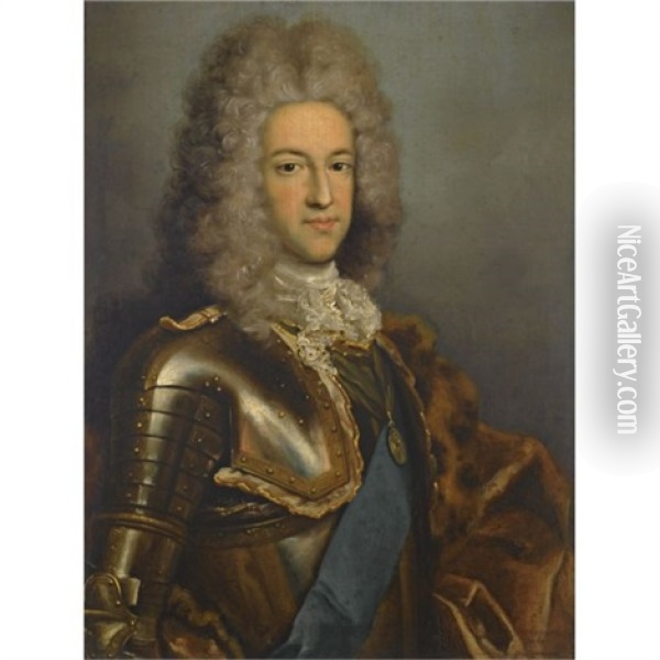 Portrait Of Prince James Edward Stuart, The Old Pretender, Wearing The Garter Sash Oil Painting - Antonio David