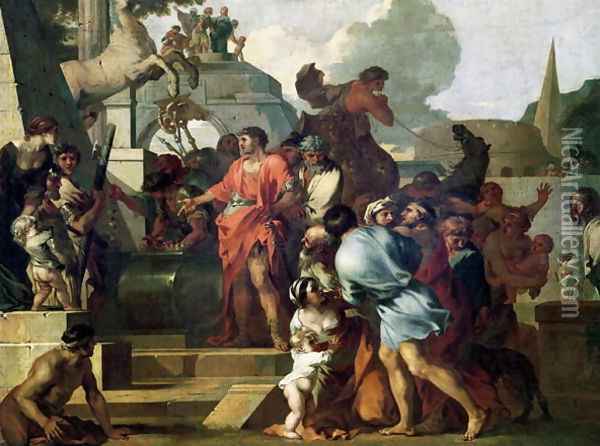 Augustus before the Tomb of Alexander III he Great Oil Painting - Sebastien Bourdon