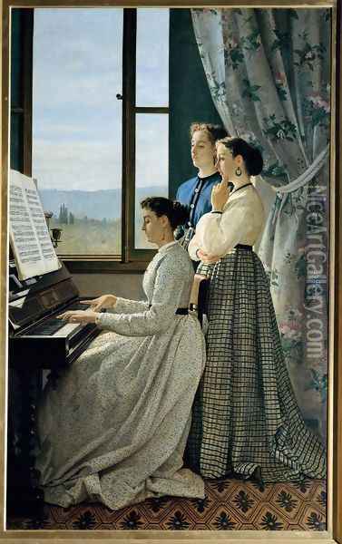 The Folk Song 1867 Oil Painting - Sylvestro Lega