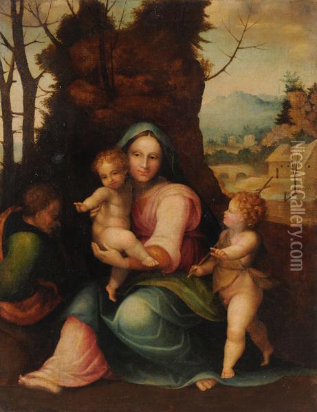 Sacra Famiglia Con San Giovannino Oil Painting - da Imola (Francucci)