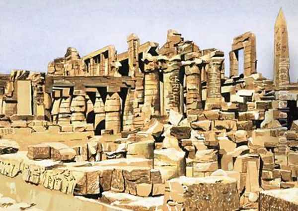 The ruins of the Temple of Amun of Karnak Oil Painting - John Marshall