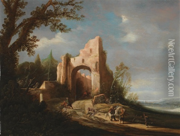 A Landscape With Ruins Oil Painting - Evert Marseus Van Schrieck
