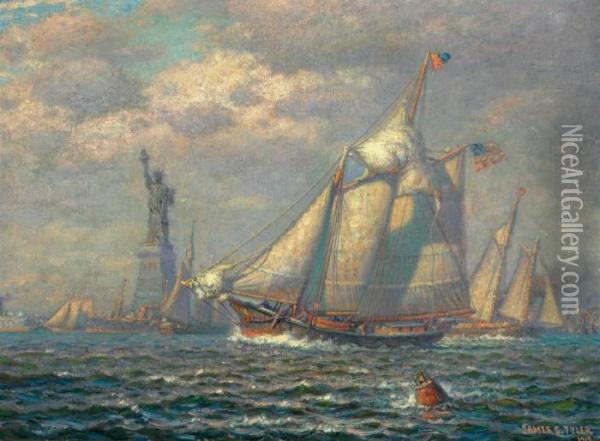 New York Harbor Oil Painting - James Gale Tyler