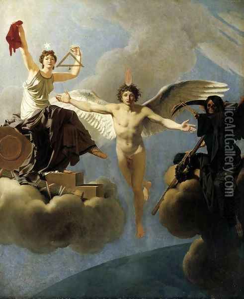 The Genius of France between Liberty and Death Oil Painting - Regnault Henri