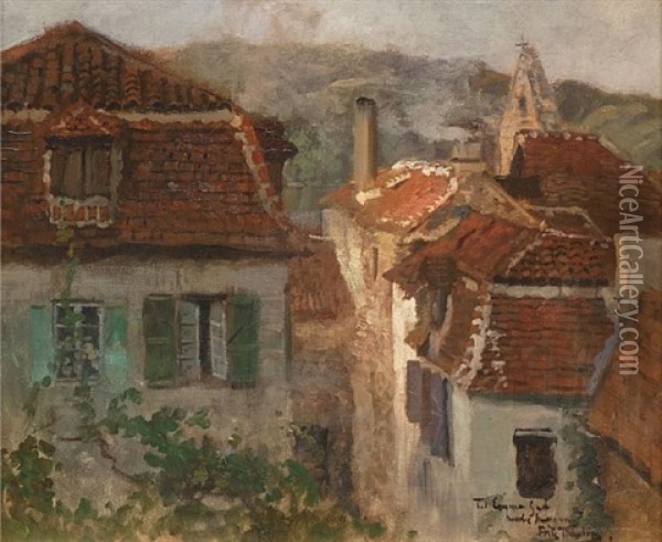 Fransk Landsby Oil Painting - Frits Thaulow