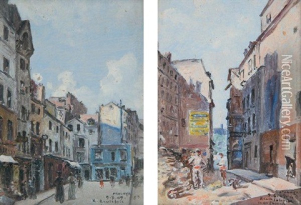 Deux Vues Du Vieux Paris (pair) Oil Painting - Enrique Atalaya