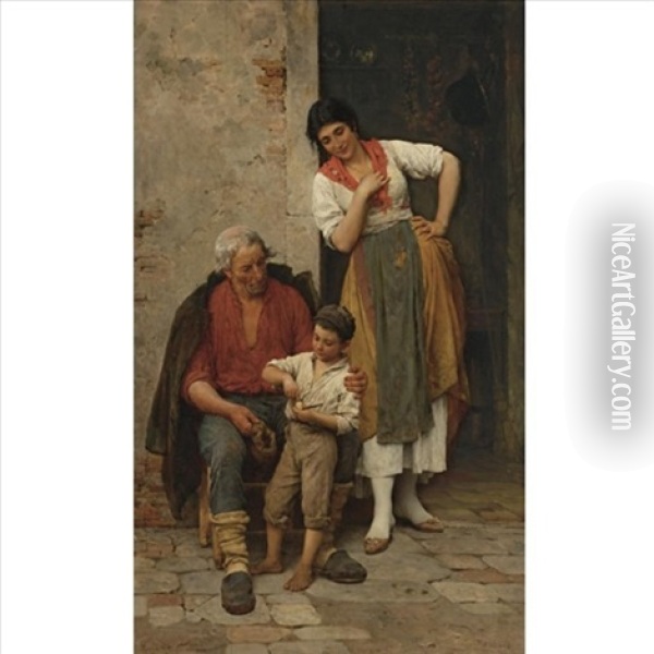 Grandfather's Pipe Oil Painting - Eugen von Blaas