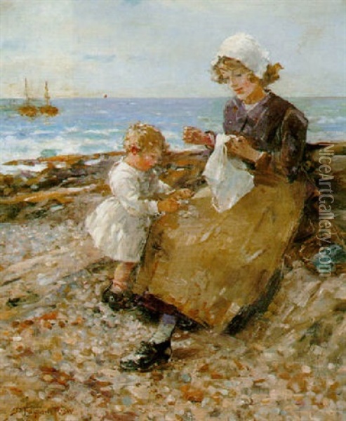 Mother's Helper Oil Painting - David Fulton