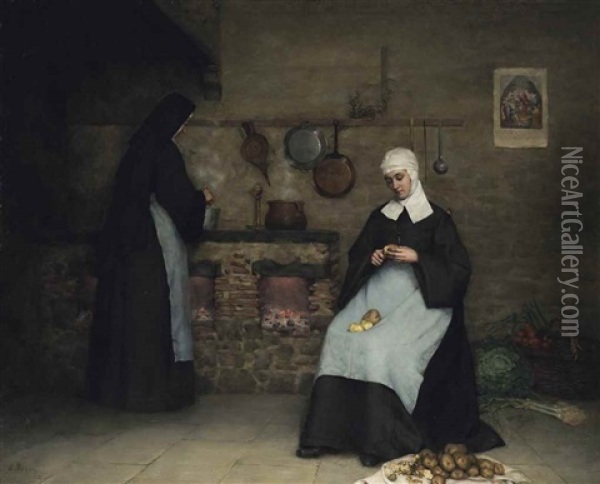 The Convent Kitchen Oil Painting - Ennemond Payen