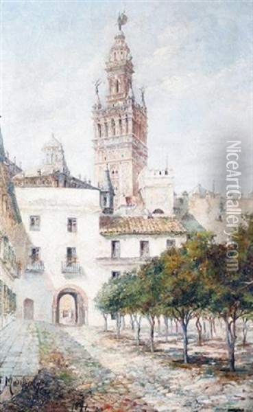 La Giralda, Sevilla Oil Painting - Jose Montenegro Cappell