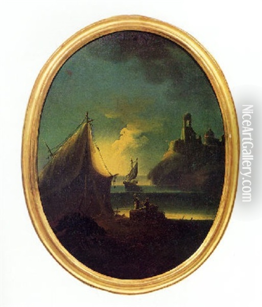 Paesaggio Marittimo Con Velieri E Rovine Oil Painting - Francesco Fidanza
