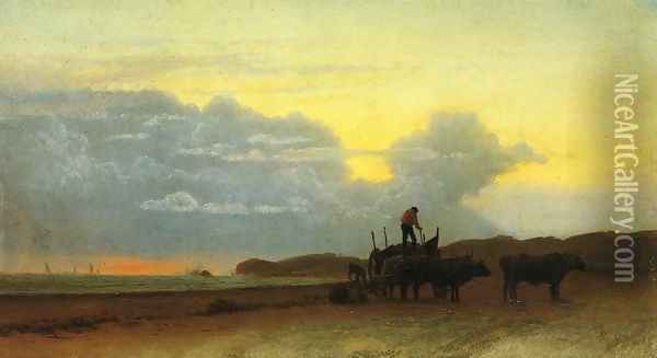 Coastal View Newport Oil Painting - Albert Bierstadt
