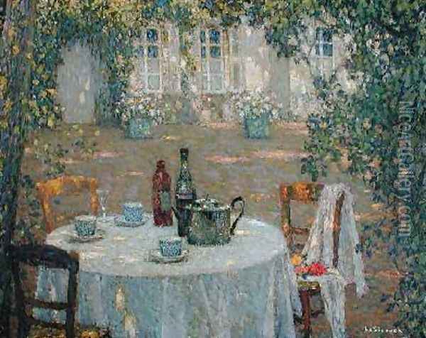 The Table in the Sun in the Garden Oil Painting - Henri Eugene Augustin Le Sidaner