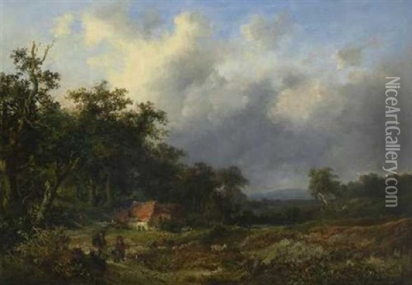 Waldlandschaft Mit Bauernhaus Oil Painting - Carl Georg Koester