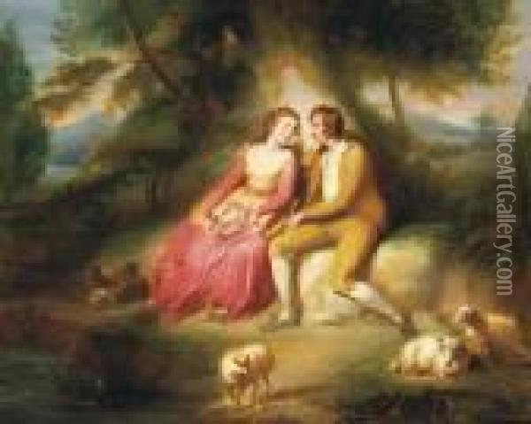 Lovers In A Glade Oil Painting - Thomas Stothard
