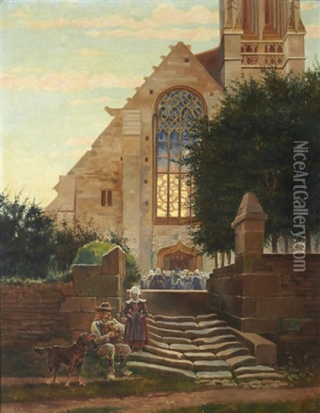 Going To Church Oil Painting - Paul Henri Breham