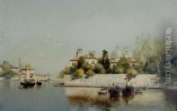 Venetian Canal Scene Oil Painting - Warren W. Sheppard