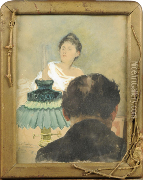 Scene De La Vie Parisienne Oil Painting - Evariste Carpentier