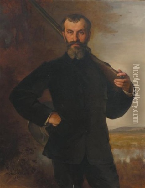 Portrait D'un Chasseur Oil Painting - Xavier Alphonse Monchablon