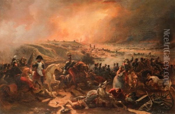 La Prise De Smolensk Oil Painting - Jean-Charles (Col.) Langlois