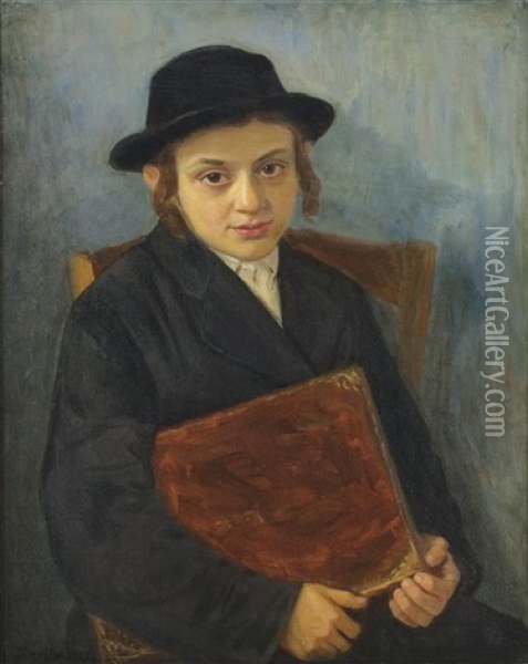 Portrait Of A Jewish Boy Oil Painting - Lazar Krestin