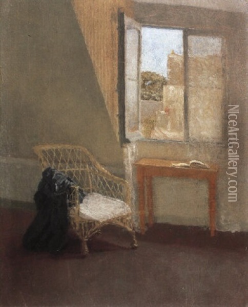 Corner Of The Artist's Room In Paris (with Open Window) Oil Painting - Gwen John