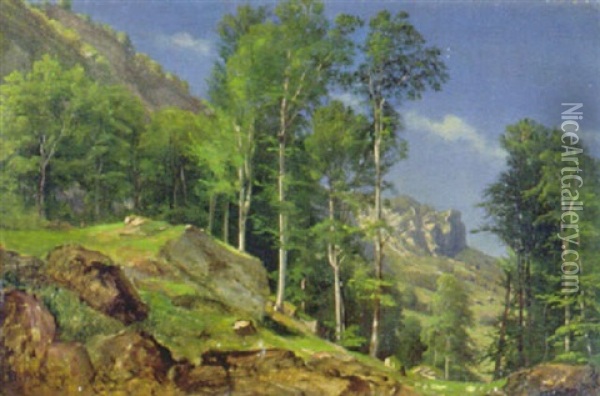 Sommerliche Bergwald Oil Painting - Jean Philippe George-Julliard