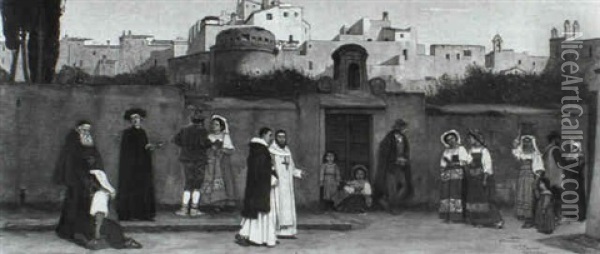 Roman Street Scene Oil Painting - Charles Caryl Coleman