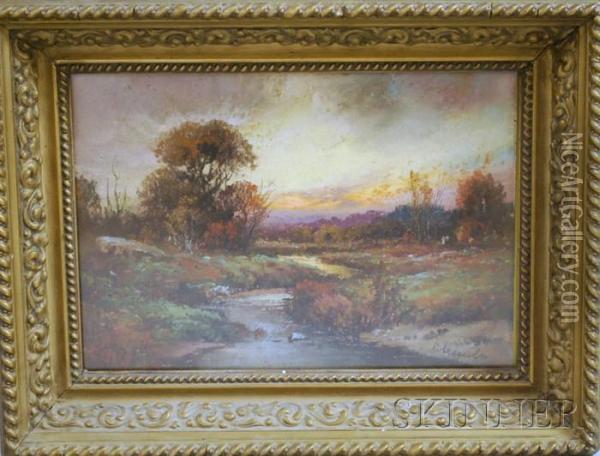 Autumn Sunset Oil Painting - William Henry Chandler