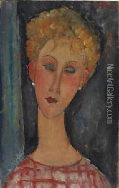 La Blonde Aux Boucles D'oreille Oil Painting - Amedeo Modigliani