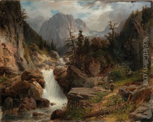 Wildbach Im Gebirge Oil Painting - Phillip Ludwig Herrmann