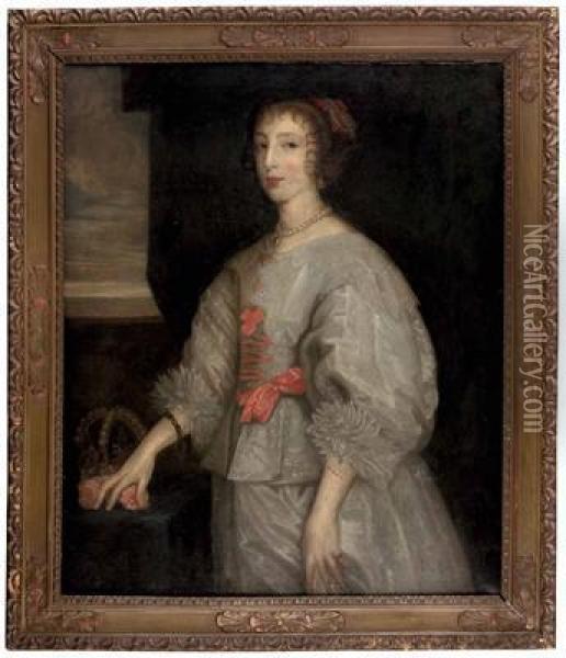 Dreiviertelportrait Von 
Henriette Maria, Konigin Von England,gemahlin Von Konig Karl I. Von 
England Oil Painting - Sir Anthony Van Dyck