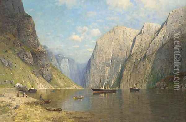 A Norwegian fjord Oil Painting - Greben