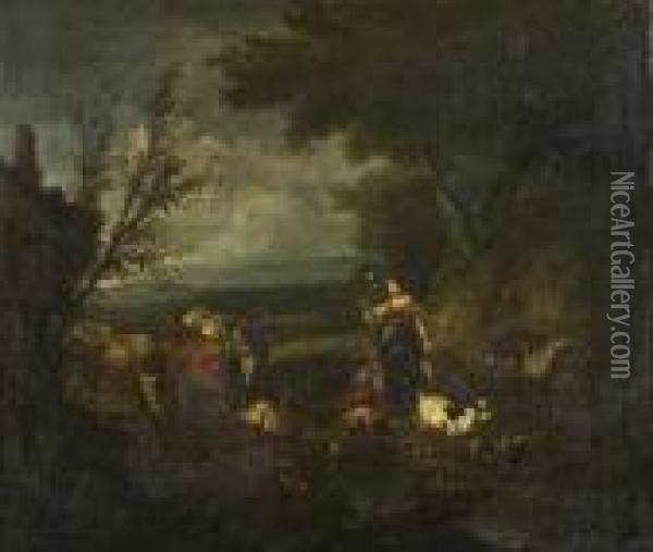 Pastoral Landscape With Girl Tending Cattle And Sheep Oil Painting - Nicolaes Berchem