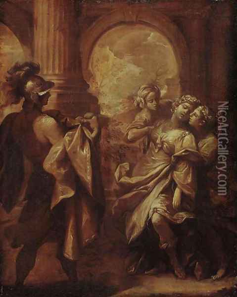 Cornelia receiving the news of Pompey's defeat Oil Painting - Lorenzo Pasinelli