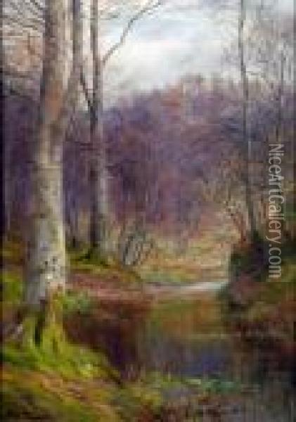 Woodland Stream Oil Painting - William Lakin Turner