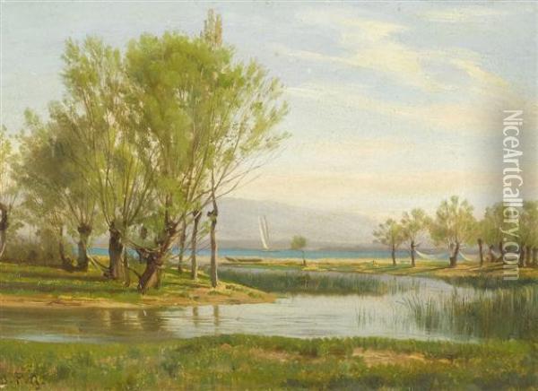 The Shore Of Lake Geneva Oil Painting - Jean Philippe George-Juillard