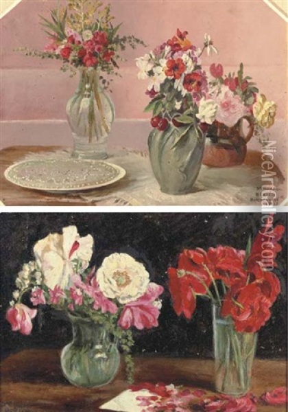 Study Of Flowers And Pie (+ Untitled - Still Life, 1908; 2 Works) Oil Painting - Conrad Wise Chapman