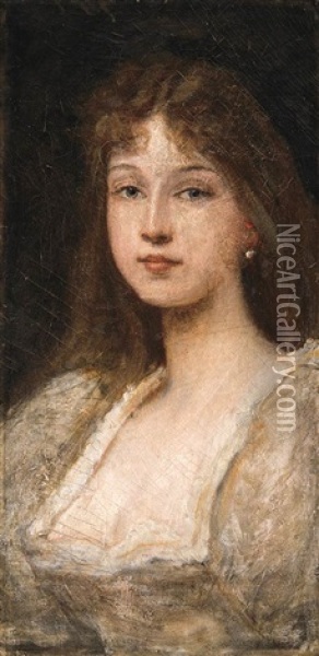 Lotz Portrait Of Helena Oil Painting - Karoly Lotz