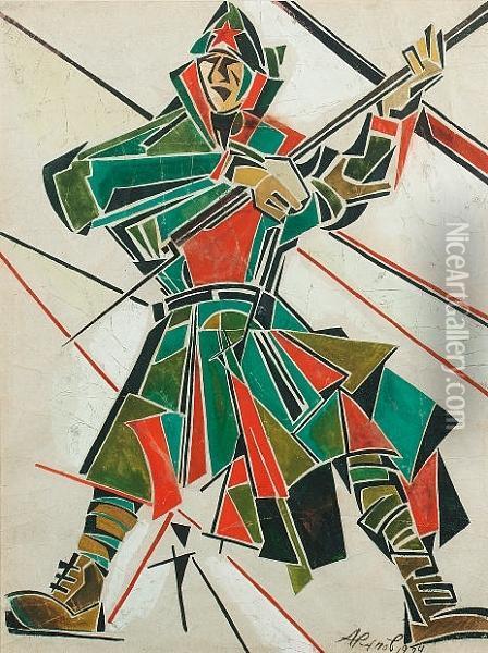 Design For A Soldier In Oil Painting - Anatolij A. Arapov