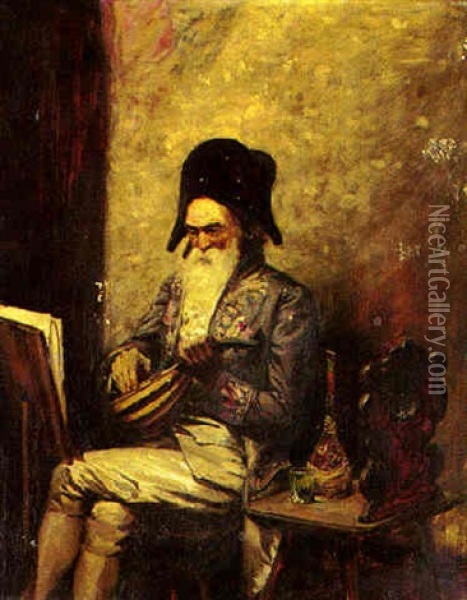 Old Man Playing Oil Painting - Jean Leon Gerome Ferris