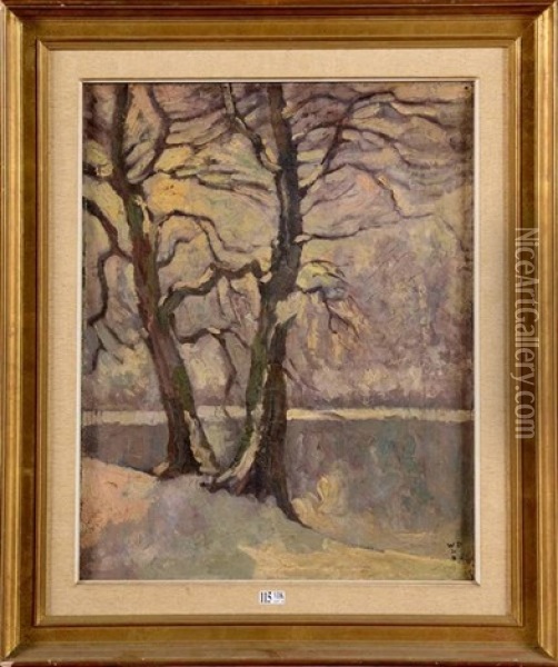 Bord De Lac Sous La Neige Oil Painting - William Degouve de Nuncques