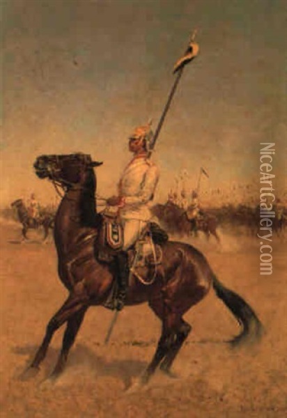 Cuirassiers-imperial Lancers Oil Painting - Frederic Remington