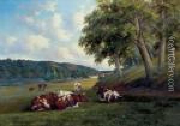 A Devonshire Pastoral Oil Painting - Henry Harold Vickers