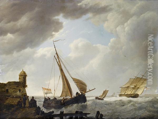 Middelburg Oil Painting - Johannes Hermanus Koekkoek