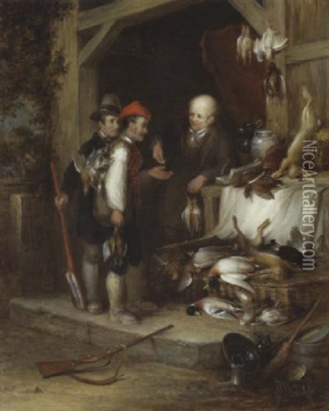 Beim Wildbrethandler Oil Painting - James T. Eglington