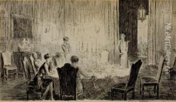 Dinner Party Oil Painting - Charles Dana Gibson
